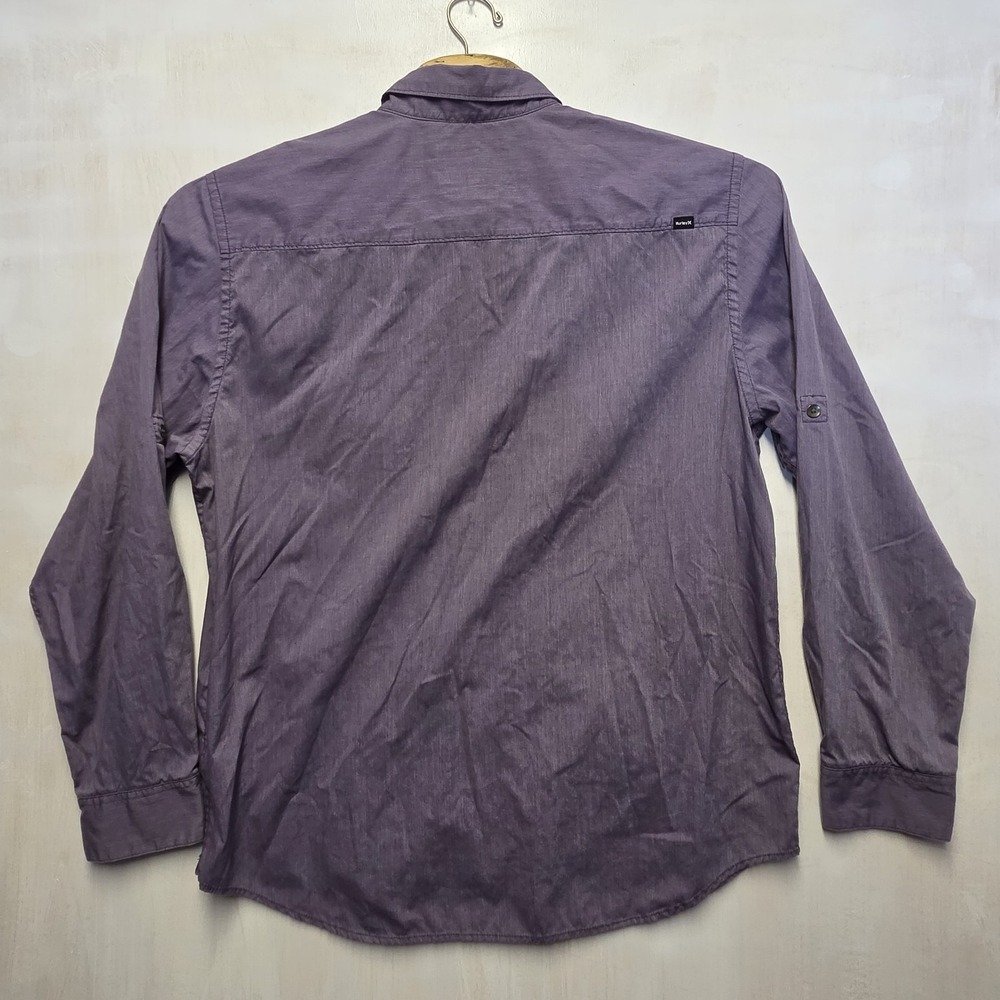 Hurley Shirt Mens Gray Solid Casual Button Down Long Sleeve Collared Size 2XL - Picture 3 of 10